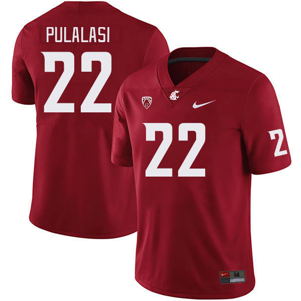 Men #22 Leo Pulalasi Washington State Cougars College Football Jerseys Stitched Sale-Crimson